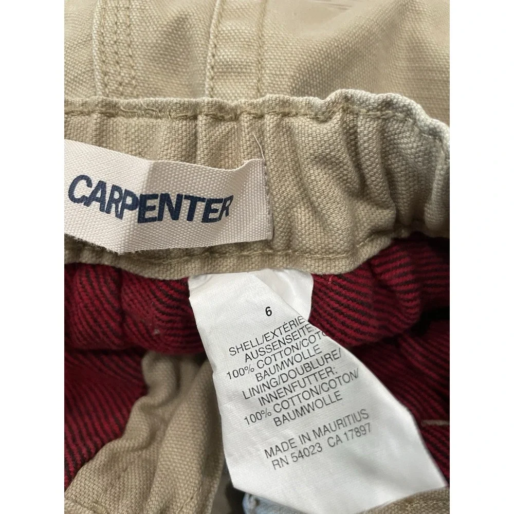 NWT‎ Vintage Y2K GAP Red Flannel Lined Beige Carpenter Pants Wide Leg Boys Sz 6